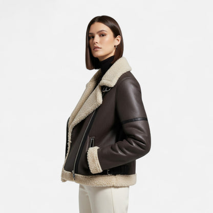 Women's Belted Jacket Fur Lined Fitted Winter Coat 2