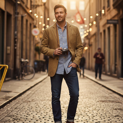 Men’s Cotton Blazer Style Windbreaker with Pockets