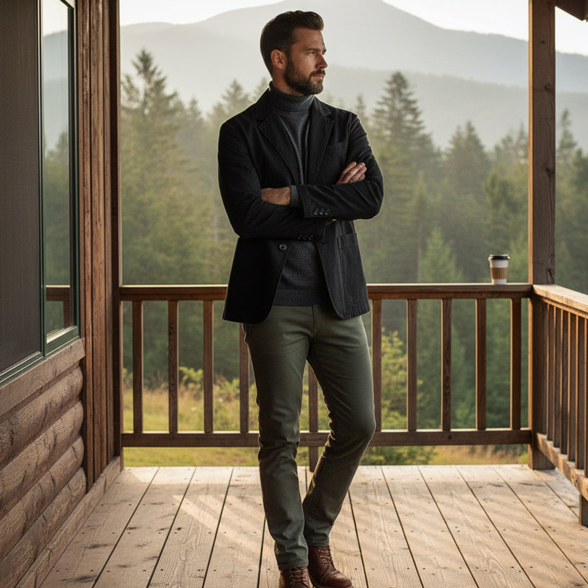 Men’s Cotton Blazer Style Windbreaker with Pockets