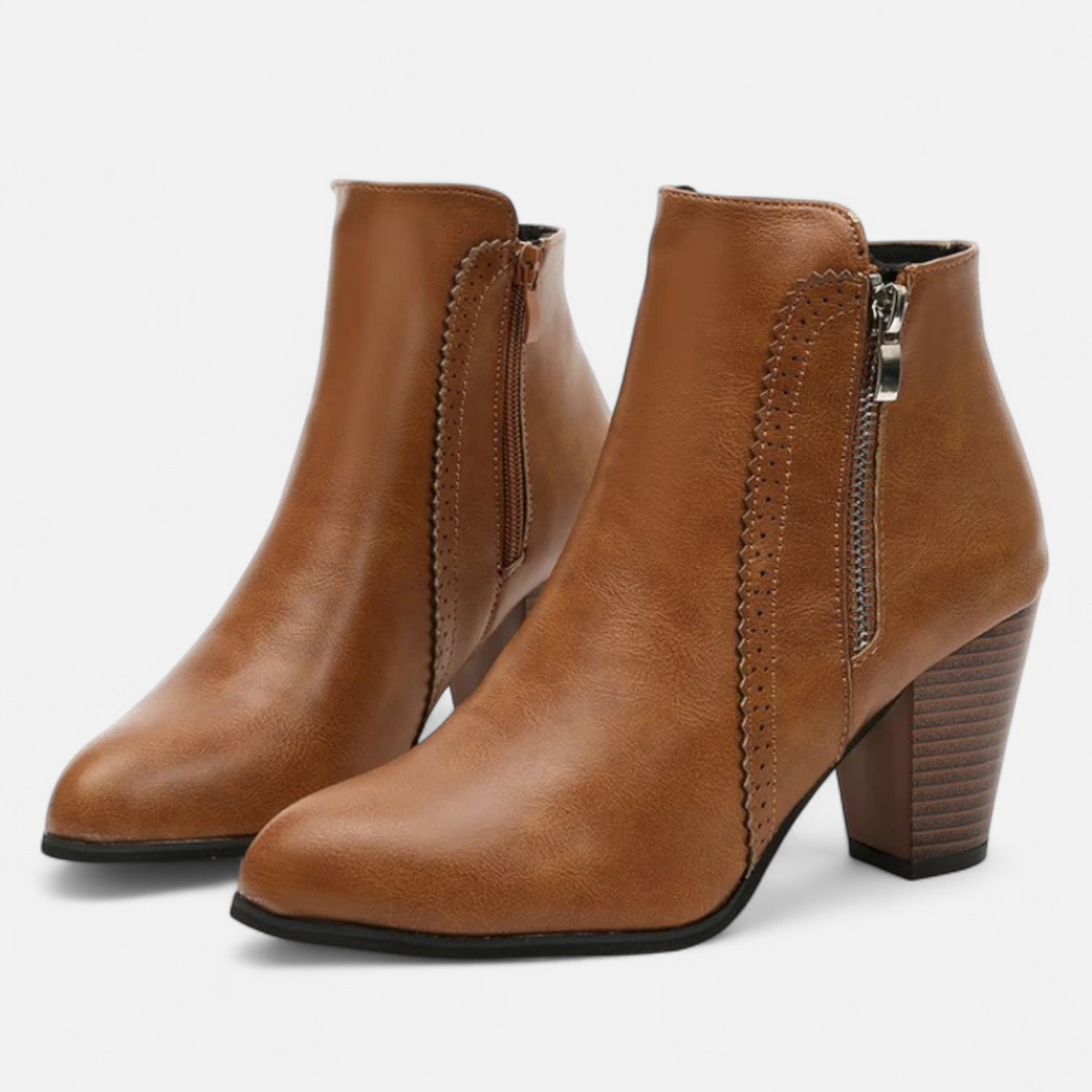 Women's Block Heel Ankle Boots Side Zip Non Slip Sole 1