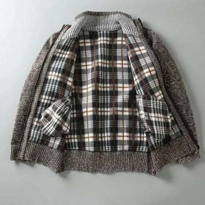 Men's Plaid Shirt Jacket Full Zip Ribbed Collar with Brushed Lining 10