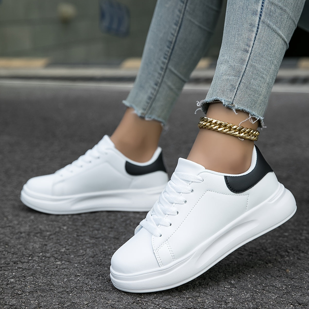 Ladies' Leather Sneakers White - Light and Comfortable 4