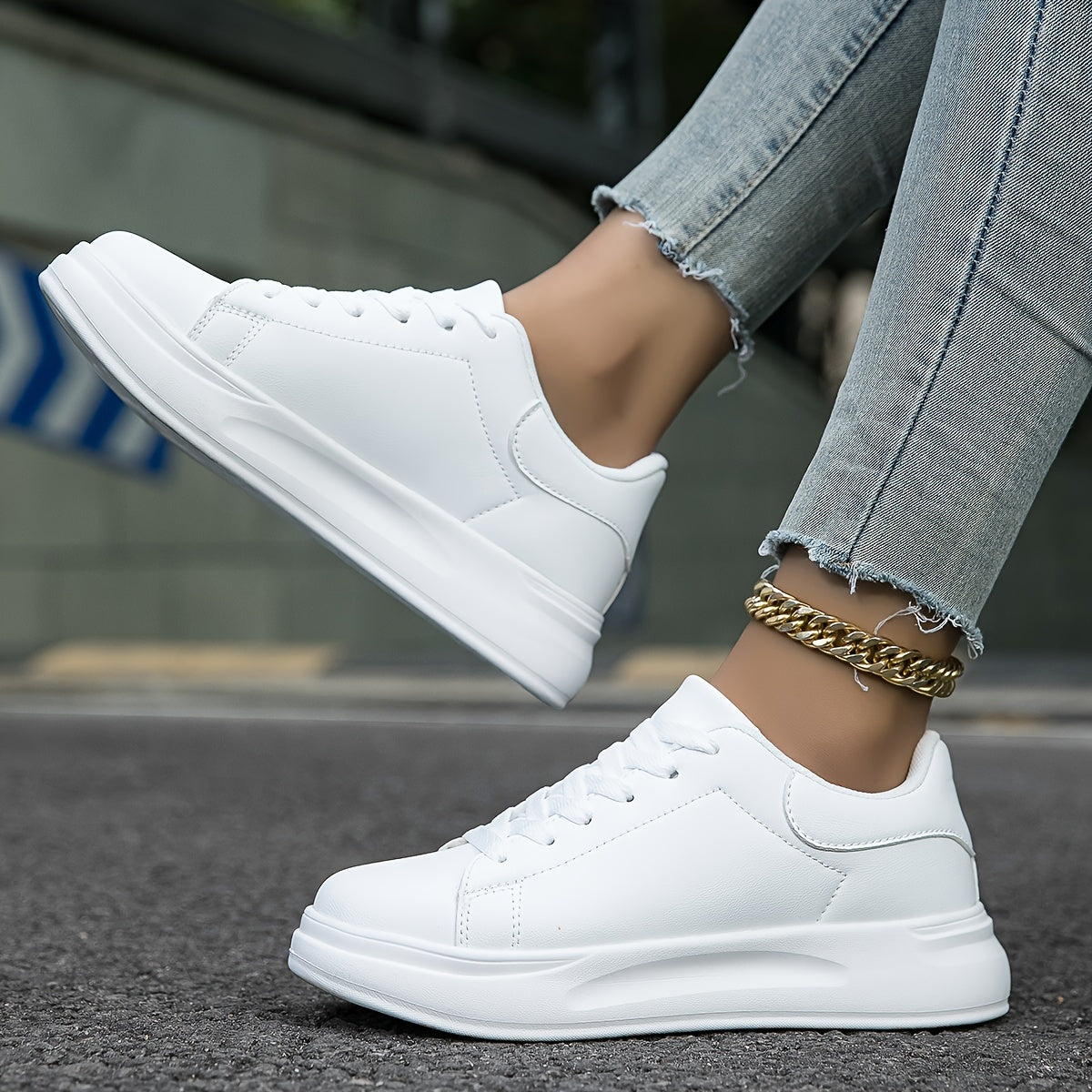 Ladies' Leather Sneakers White - Light and Comfortable 8
