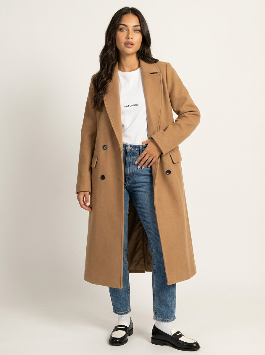 Women's Long Double-Breasted Coat | Elegant Fit & Buttoned Closure 5