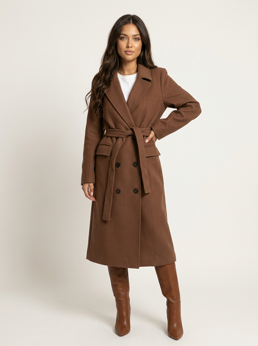 Women's Long Double-Breasted Coat | Elegant Fit & Buttoned Closure 4