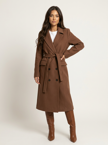 Women's Long Double-Breasted Coat | Elegant Fit & Buttoned Closure 4