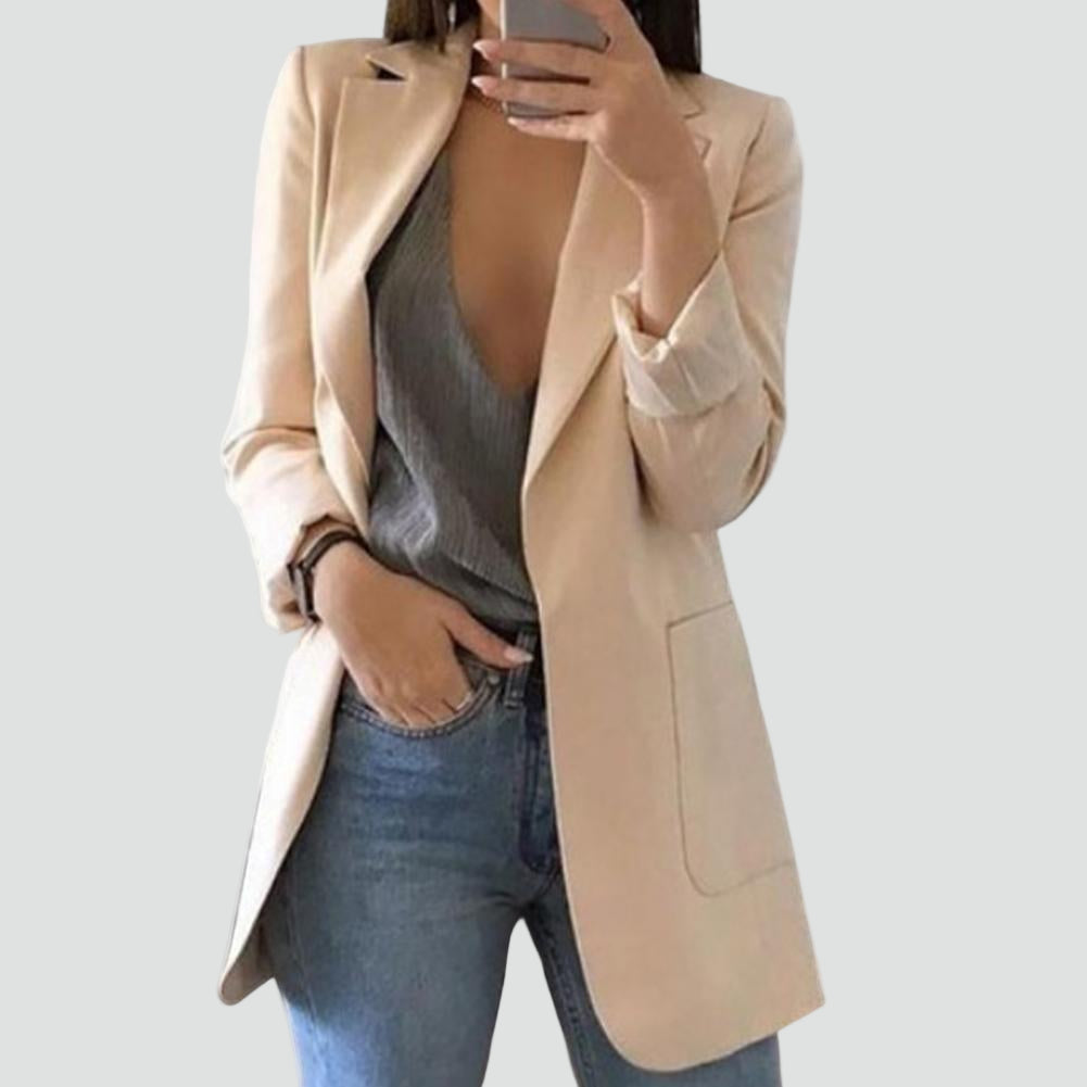 Women's Long Blazer | Classic Lapels & Slimming Fit 9