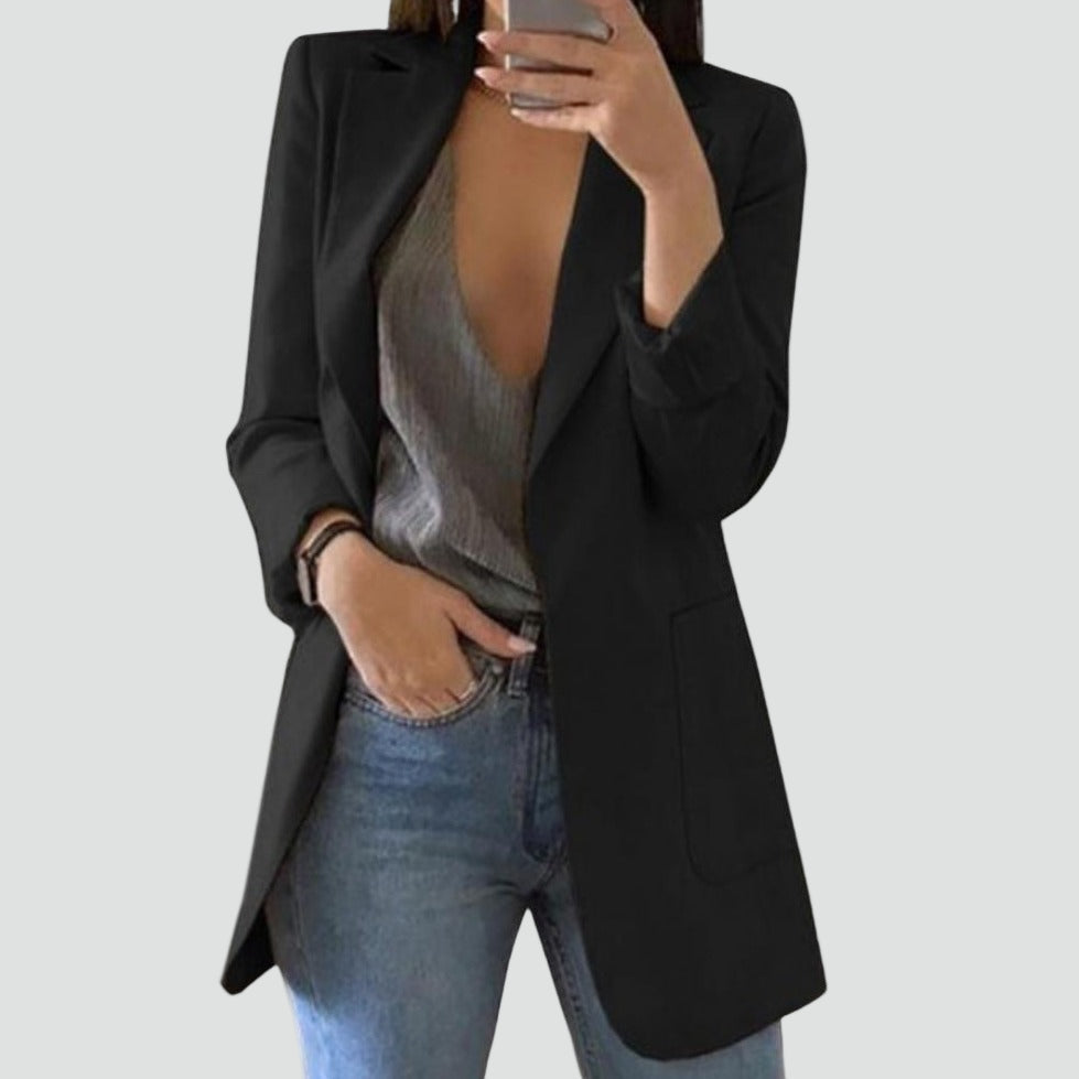 Women's Long Blazer | Classic Lapels & Slimming Fit 1