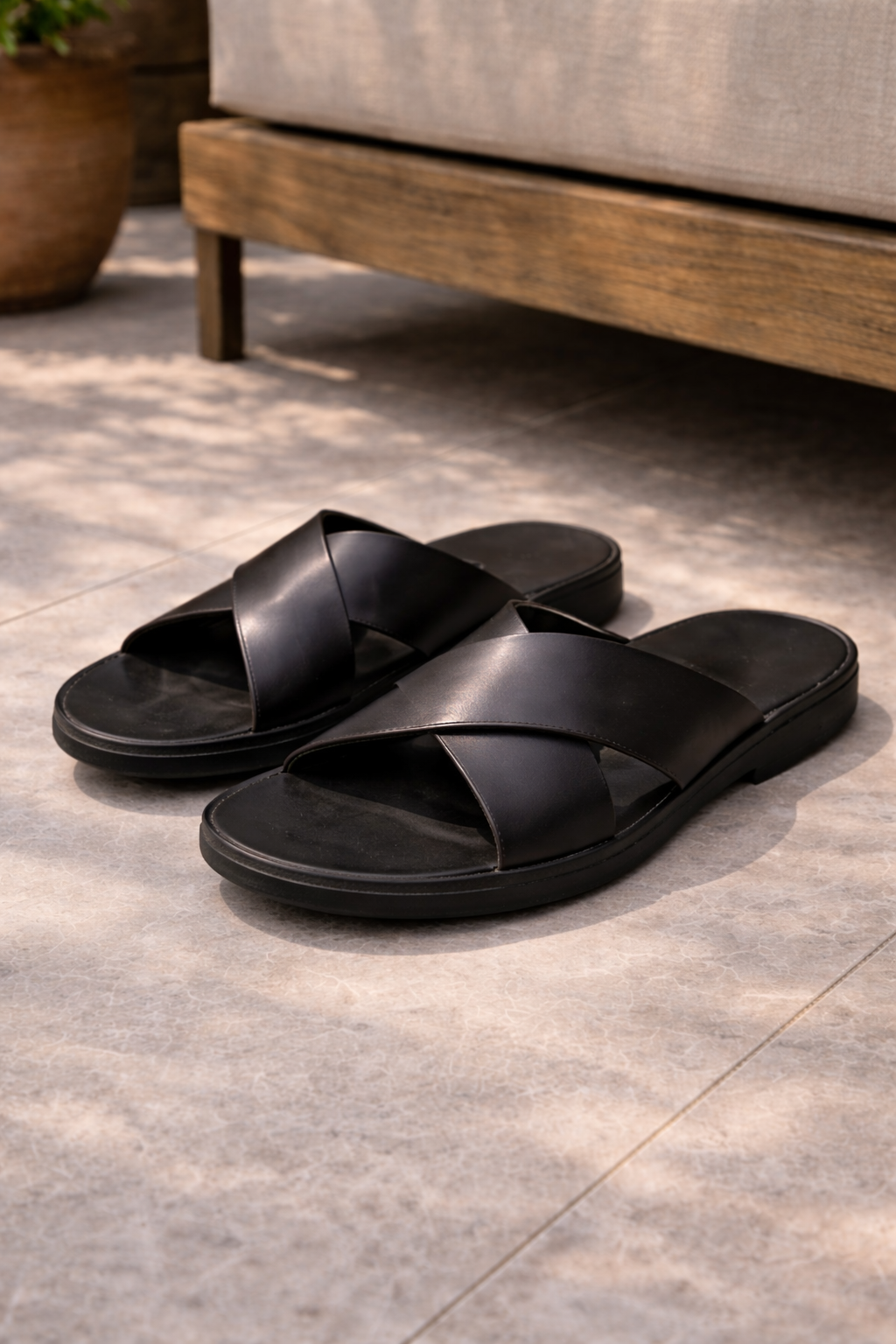 Lawrence | Men’s Cross Strap Leather Slide Sandals 3