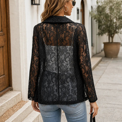 Women's Floral Lace Blazer | Open-Front & Lightweight Layer 3