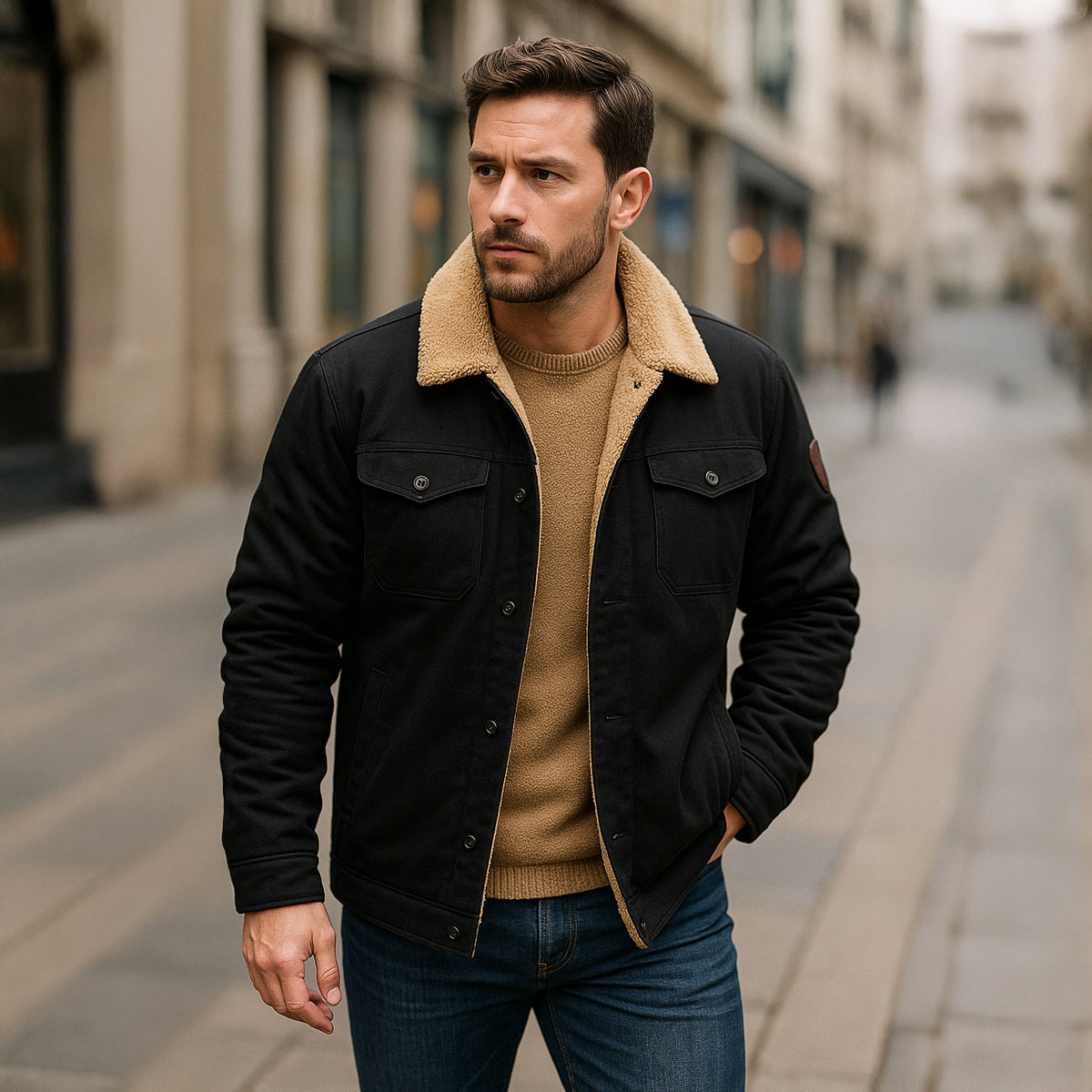 Fleece Lined Winter Coat for Men