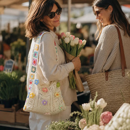 Women's Crochet Shoulder Bag | Floral 3D Detail & Roomy Design 4