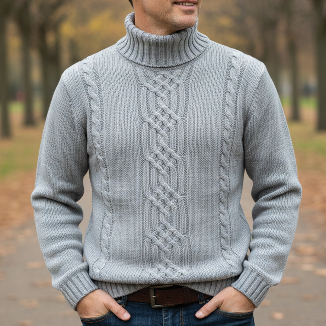 Men's Cable Knit Turtleneck Sweater | Warm & Cosy 3