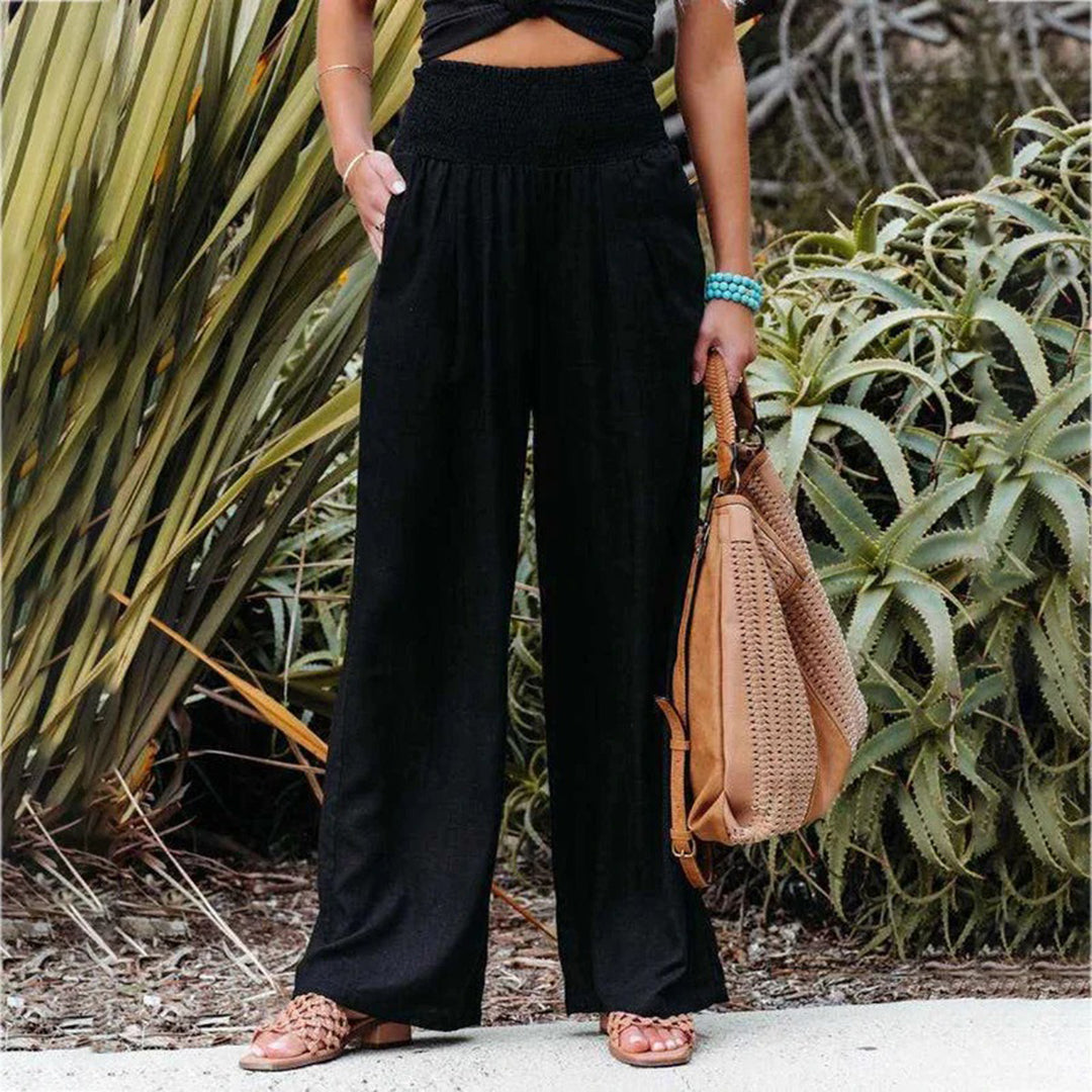 Linen Summer Pants for Men and Women | Breathable Elastic Waist Trousers | Lightweight Casual Cotton Linen Beach Pants 0