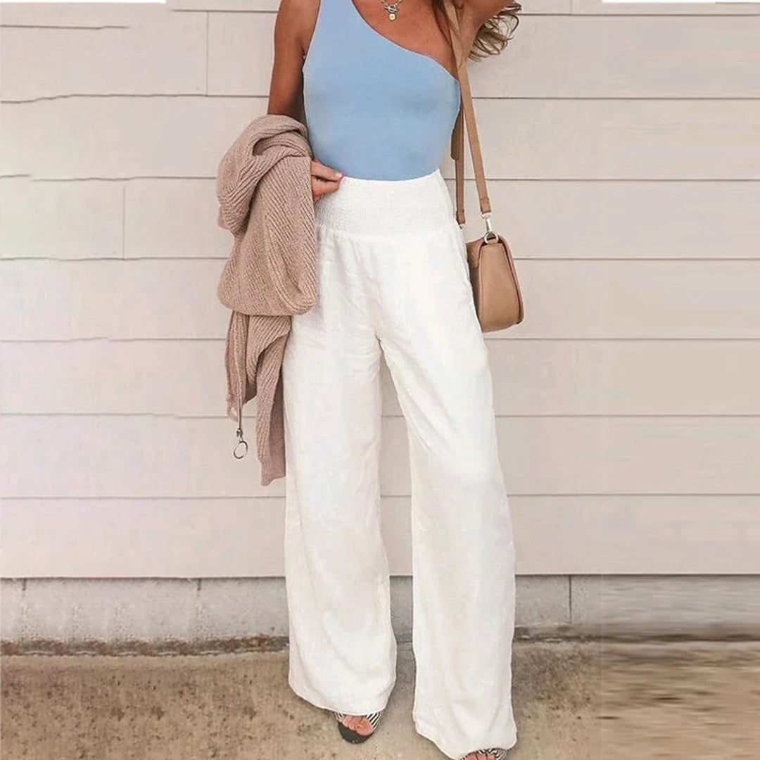Linen Summer Pants for Men and Women | Breathable Elastic Waist Trousers | Lightweight Casual Cotton Linen Beach Pants 1