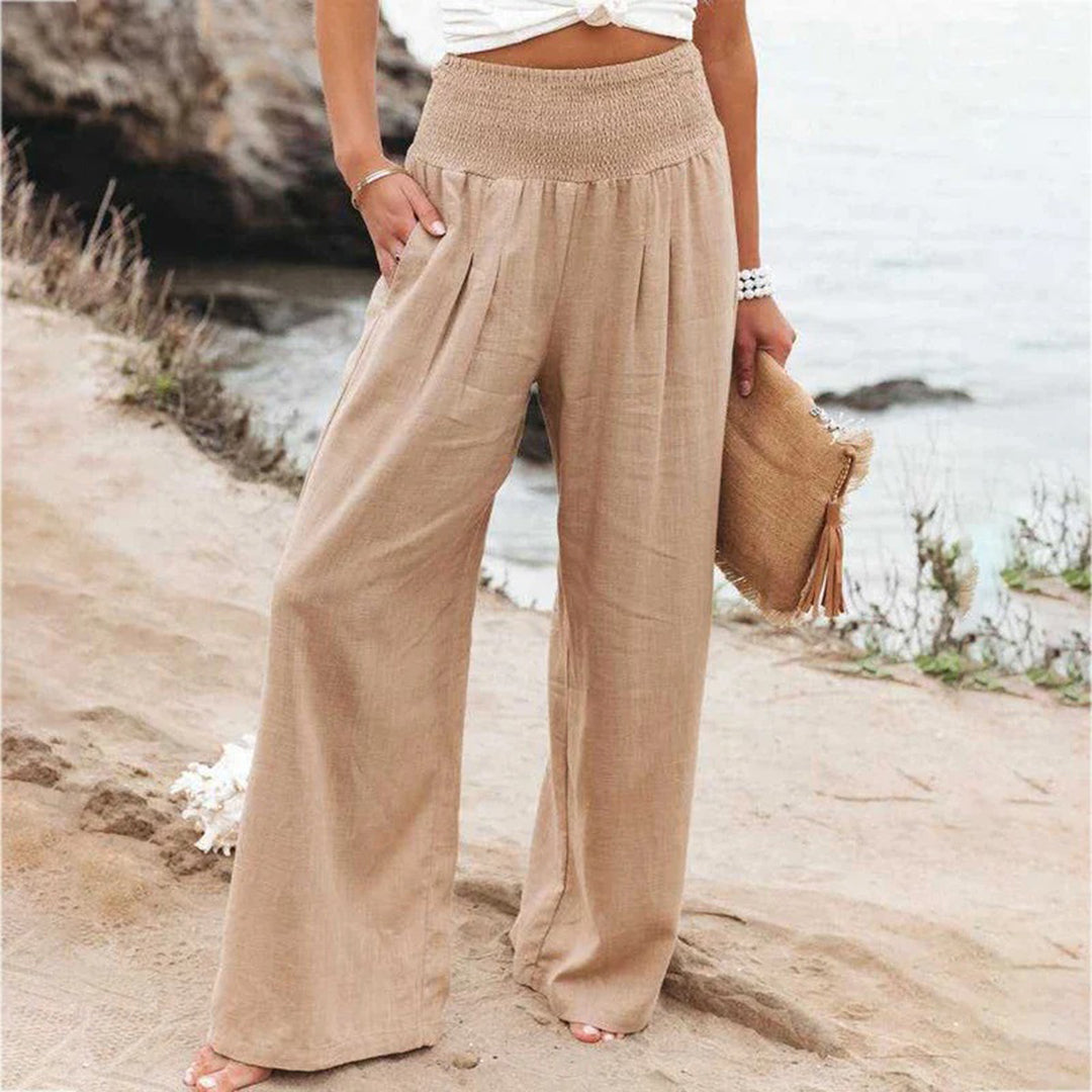 Linen Summer Pants for Men and Women | Breathable Elastic Waist Trousers | Lightweight Casual Cotton Linen Beach Pants 5