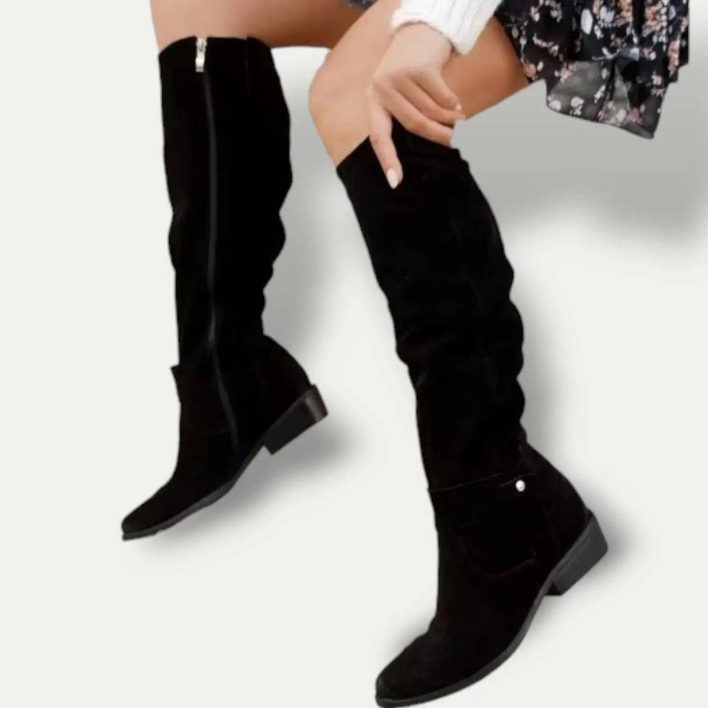 Low-Heel Suede Cowboy Boots for Women – Stylish & Comfortable 4