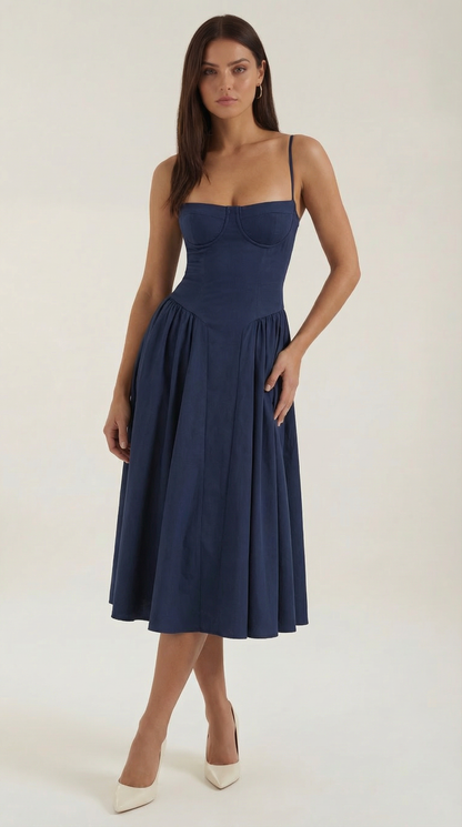 Luna Fashion House | Women’s Floral Corset Midi Dress – Sweetheart Neck Summer Dress 13
