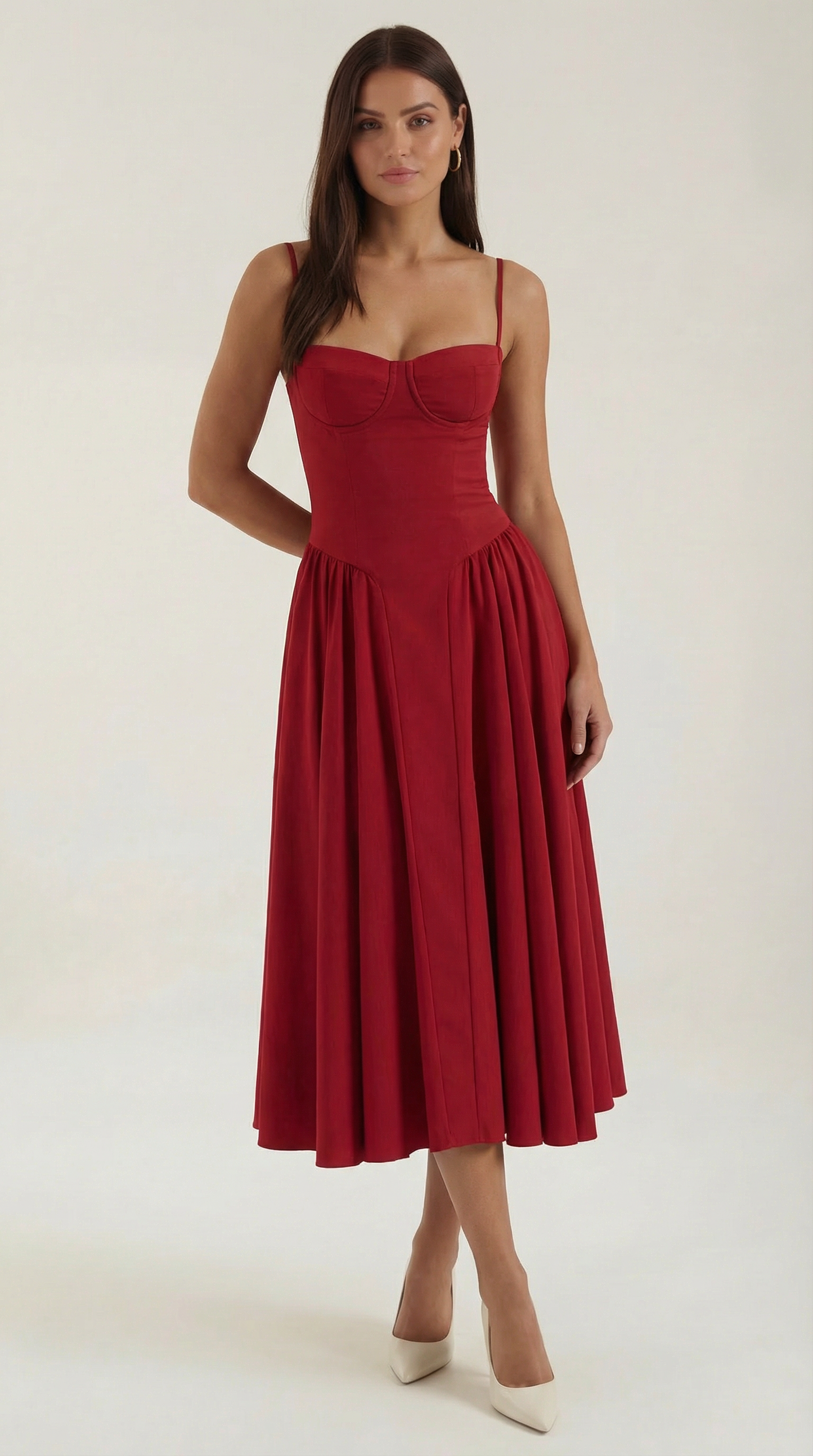 Luna Fashion House | Women’s Floral Corset Midi Dress – Sweetheart Neck Summer Dress 9