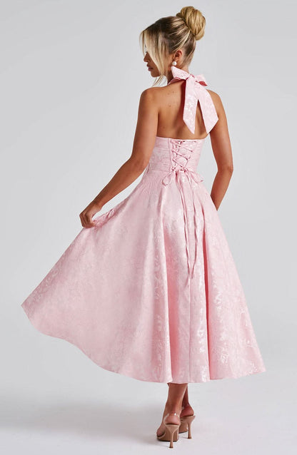 Luna Fashion House | Women’s Floral Halter Midi Dress Wedding Guest Occasion Dress 7