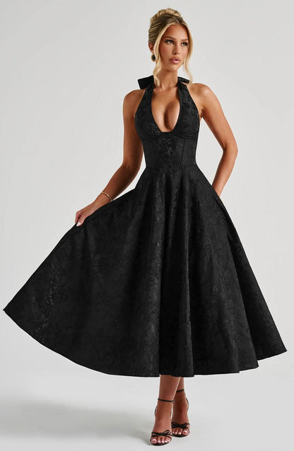 Luna Fashion House | Women’s Floral Halter Midi Dress Wedding Guest Occasion Dress 9