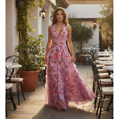 Luna Fashion House | Women's Floral Ruffle Maxi Wedding Guest Dress 3