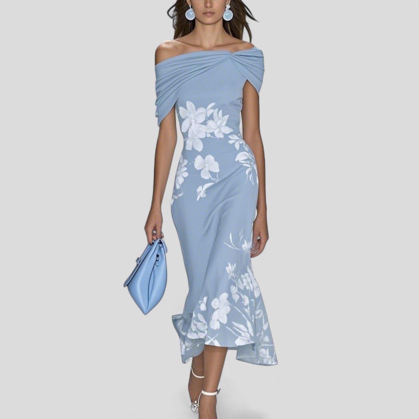 Luna Fashion House | Women’s Midi Dress Floral Elegant Summer Event Dress 1