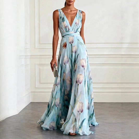 Women's Maxi Dress | V-Neck Wrap Design