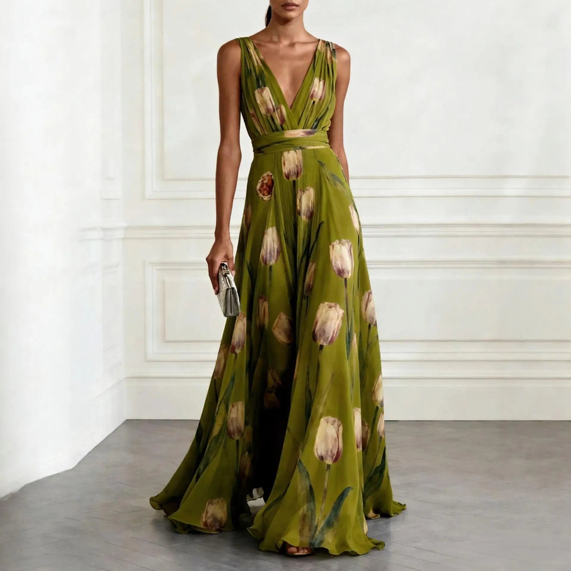 Luna | Elegant Floral Chiffon Wrap Maxi Dress 3