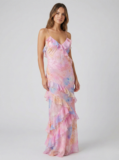 Women's Ruffle Maxi Dress | Floral Print & Romantic Tiered Design