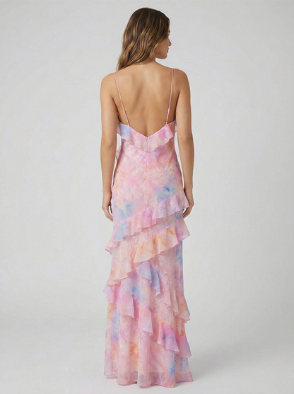 Women's Ruffle Maxi Dress | Floral Print & Romantic Tiered Design
