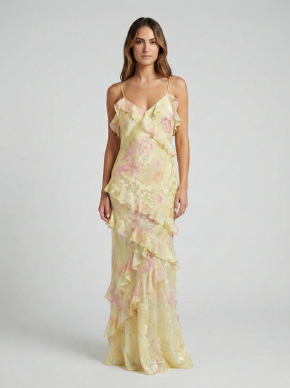Women's Ruffle Maxi Dress | Floral Print & Romantic Tiered Design