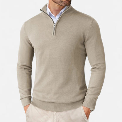 Men's Zip Up Jumper Slim Fit Lightweight Knit Sweater 1