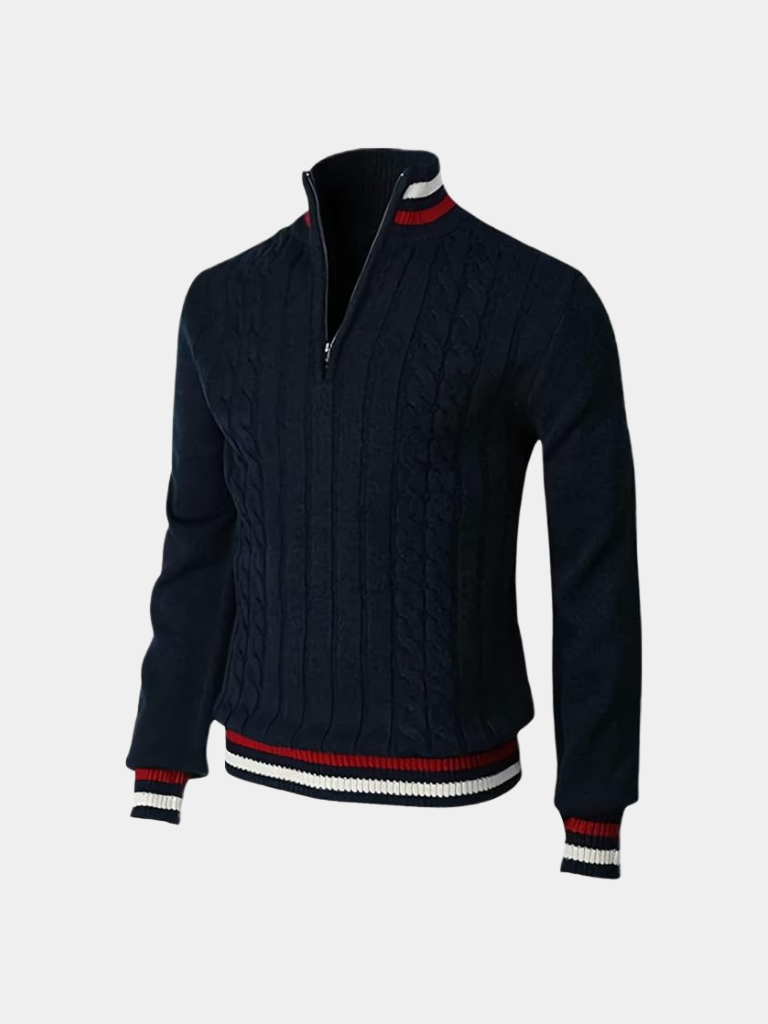 Men's Half Zip Turtleneck Jumper Modern Fit Sweater 4