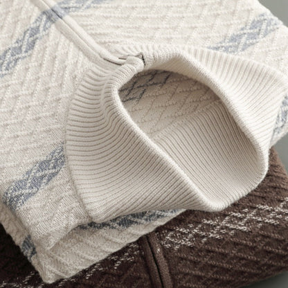 Men's Zip Up Knit Jacket Stand Collar Ribbed Cuffs 4