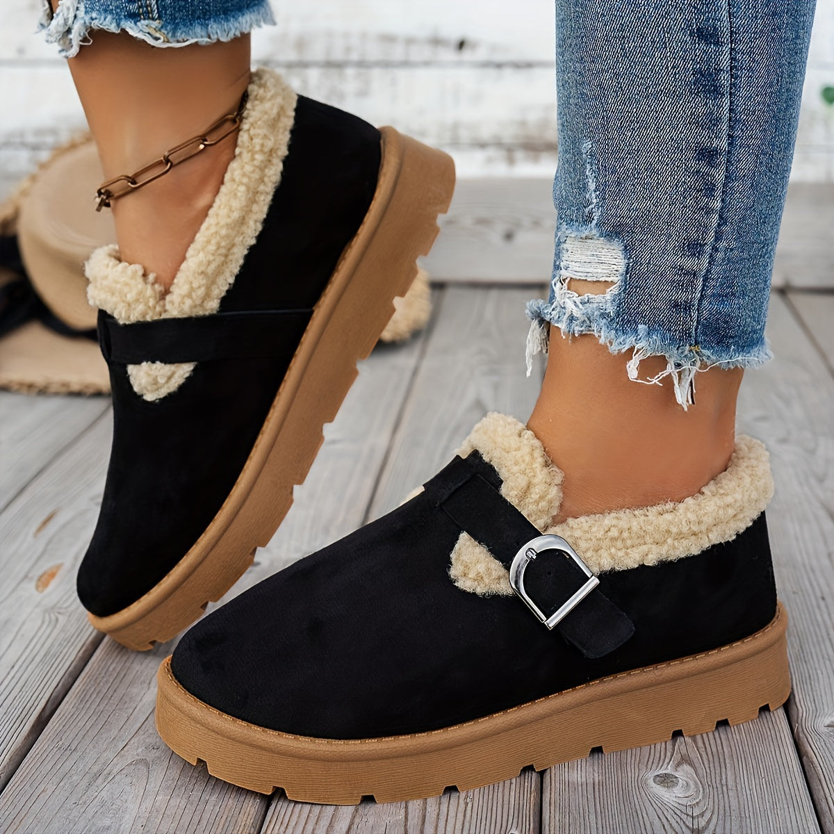 Women's Ankle Boots Warm Lining Non Slip Sole Strap 1