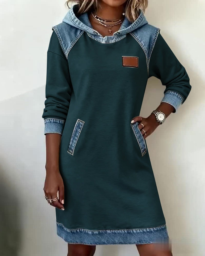 Women's Hooded Dress Relaxed Fit Casual Sweatshirt Style 12