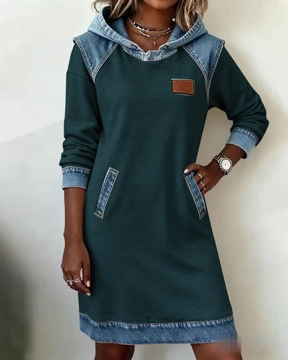 Women's Hooded Dress Relaxed Fit Casual Sweatshirt Style 12