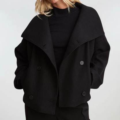 Women's Double Breasted Short Coat Lightly Lined Tailored Fit 1