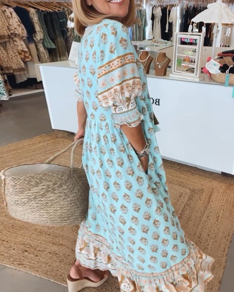 Mana | Floral V-Neck Dress for Stylish Occasions
