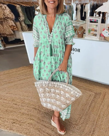 Mana | Floral V-Neck Dress for Stylish Occasions