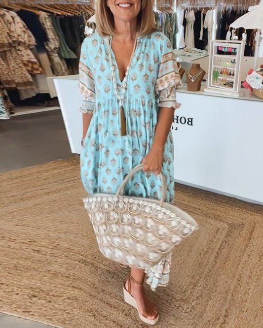 Mana | Floral V-Neck Dress for Stylish Occasions
