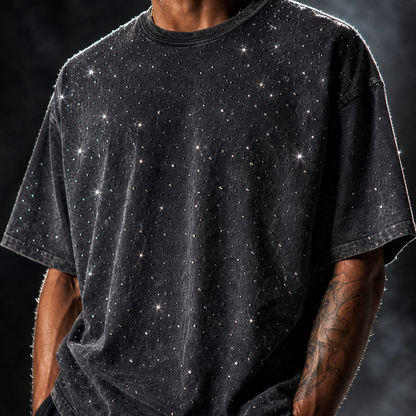 Men's T-Shirt | Rhinestone Detail Oversized Fit