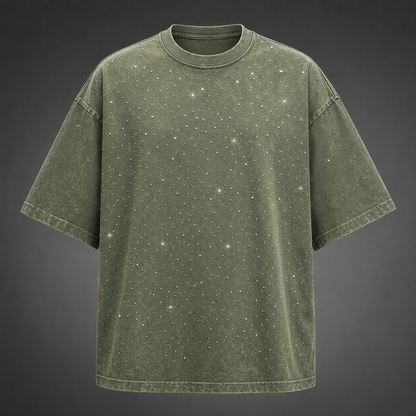 Men's T-Shirt | Rhinestone Detail Oversized Fit