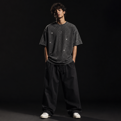 Men's T-Shirt | Rhinestone Detail Oversized Fit