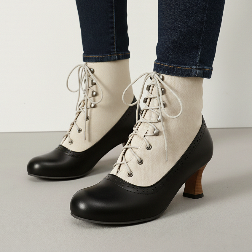 Women's Lace Up Heeled Boots Ankle Booties Secure Fit 9