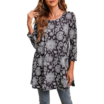 Women's Tunic Top | Mandala Print Swing Fit