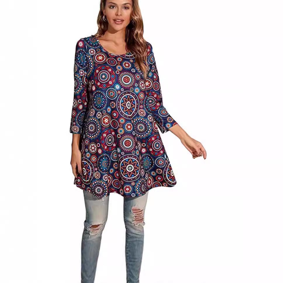Women's Tunic Top | Mandala Print Swing Fit