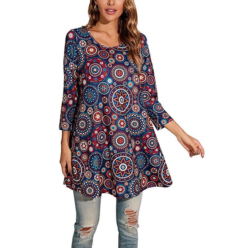 Women's Tunic Top | Mandala Print Swing Fit