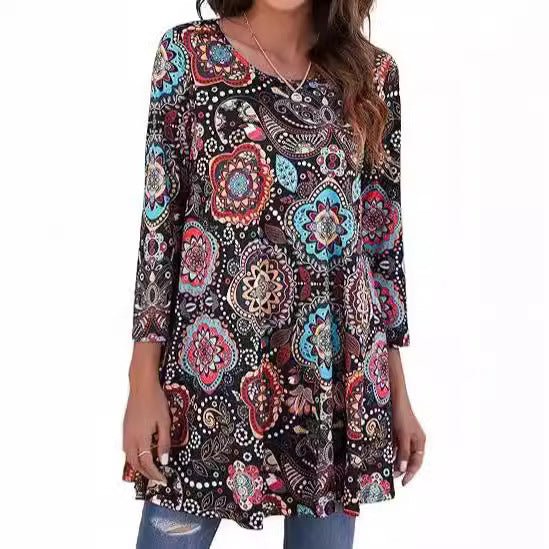 Women's Tunic Top | Mandala Print Swing Fit